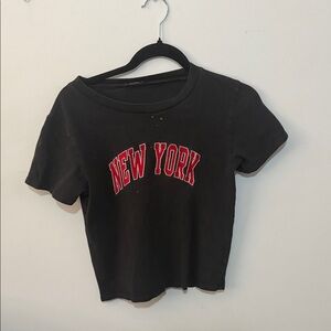 Brandy Melville Black Tee with Red New York Graphic